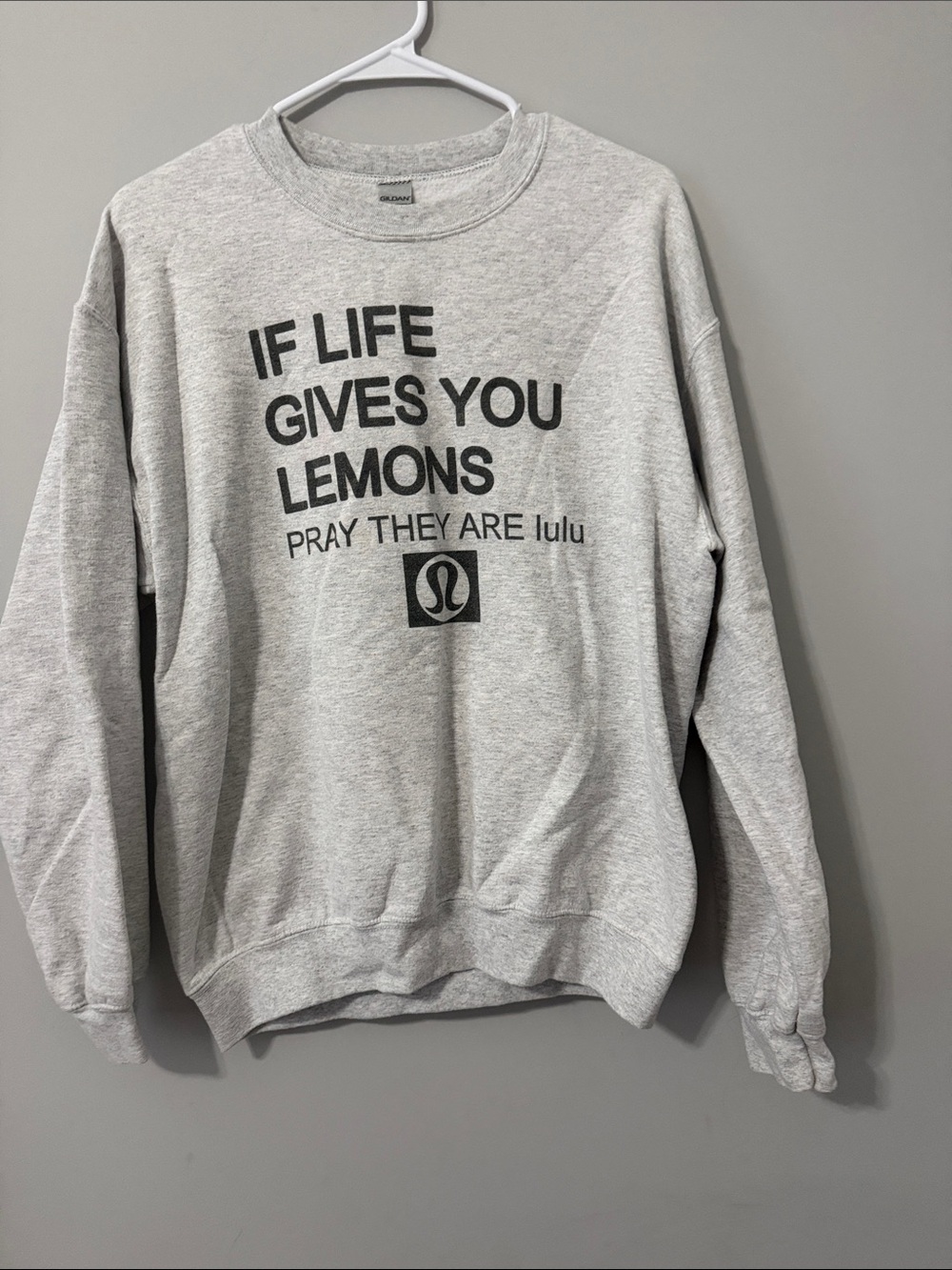 Gildan Inspired Lulu Crewneck Sweatshirt - Heather Gray-Size Medium